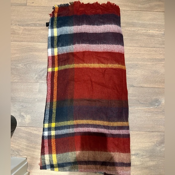 Zara Red Tartan Blanket Scarf - Picture 2 of 4